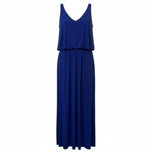 ANNALEE + HOPE Royal Blue V Neck Elastic Waist Maxi Dress Jumpsuit M Vacay Chic